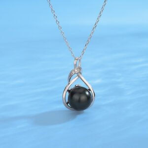Elegante schwarze Perlen-Halskette aus 925 Sterling Silber