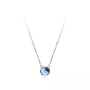 Elegante Halskette mit blauem Kristall aus 925 Sterling Silber – Zeitlose Minimalistik