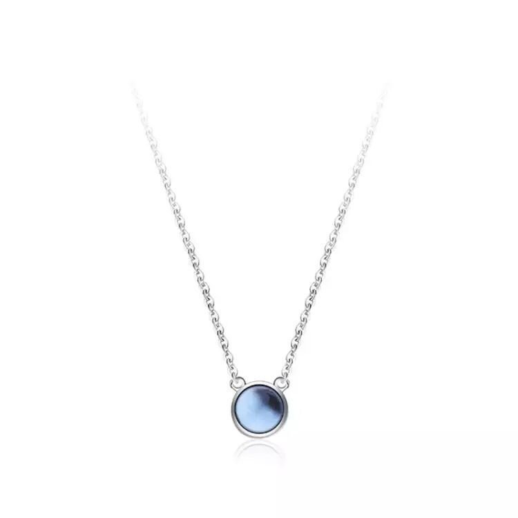 Elegante Halskette mit blauem Kristall aus 925 Sterling Silber – Zeitlose Minimalistik